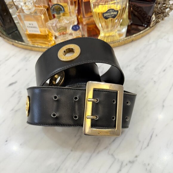 Celine Belt Black and Gold Size 85 - Picture 3 of 16